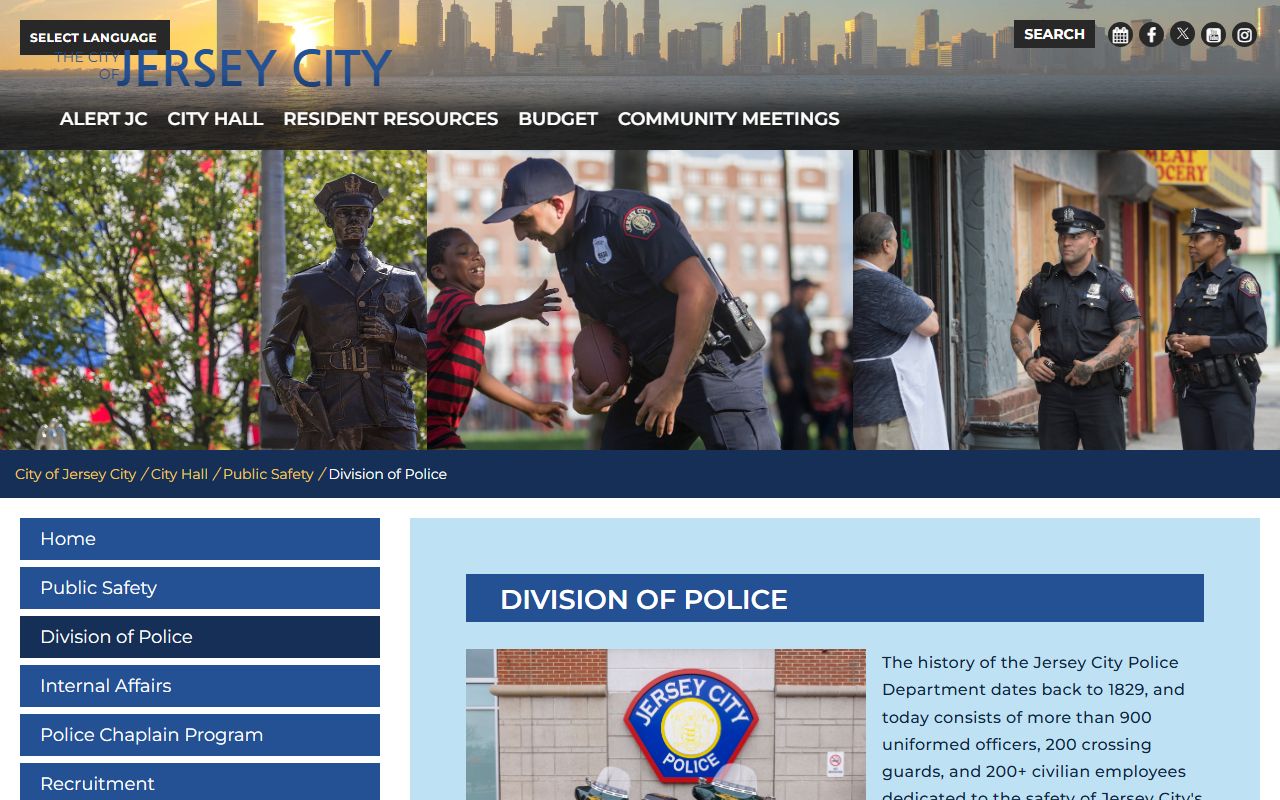 Jersey City Police Department for Jersey City criminal records
