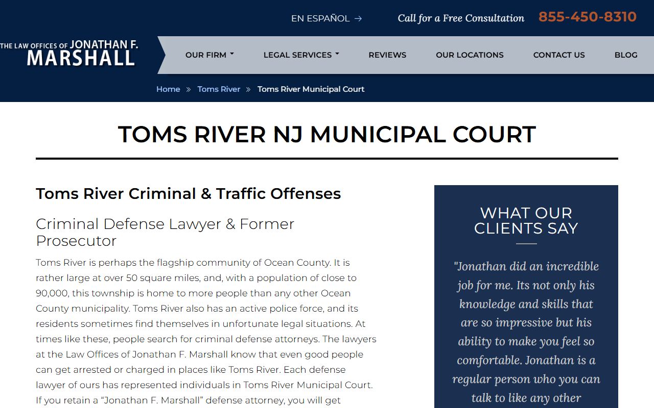 Toms River Municipal Court at 255 Oak Avenue where non-indictable criminal cases are heard