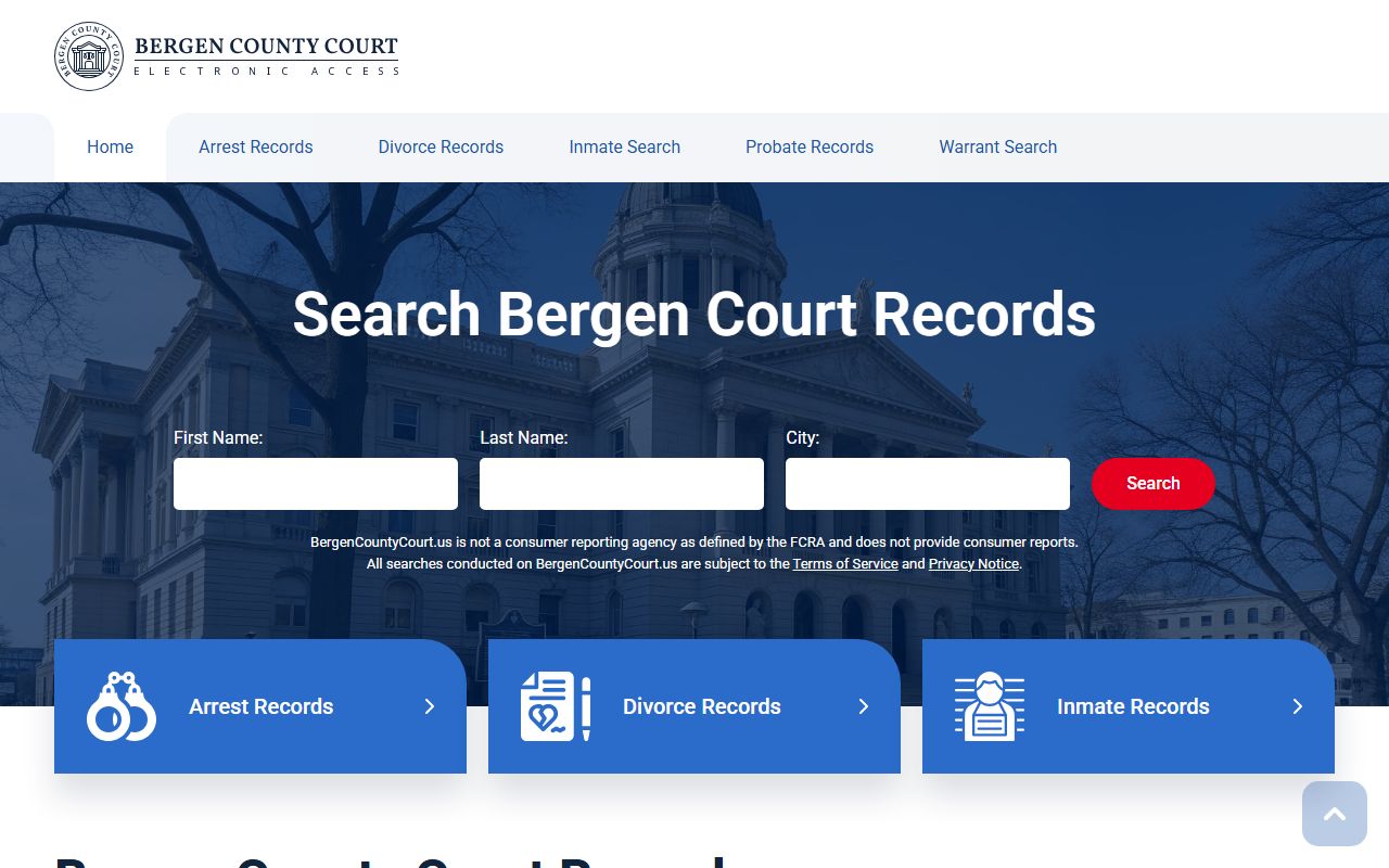 Bergen County criminal records access and search tools in New Jersey