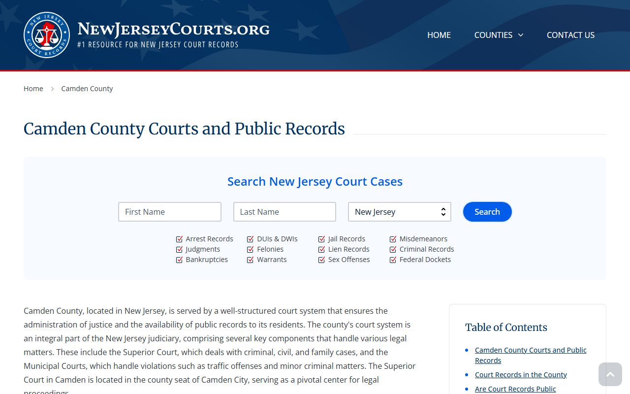 Camden County criminal records and court resources