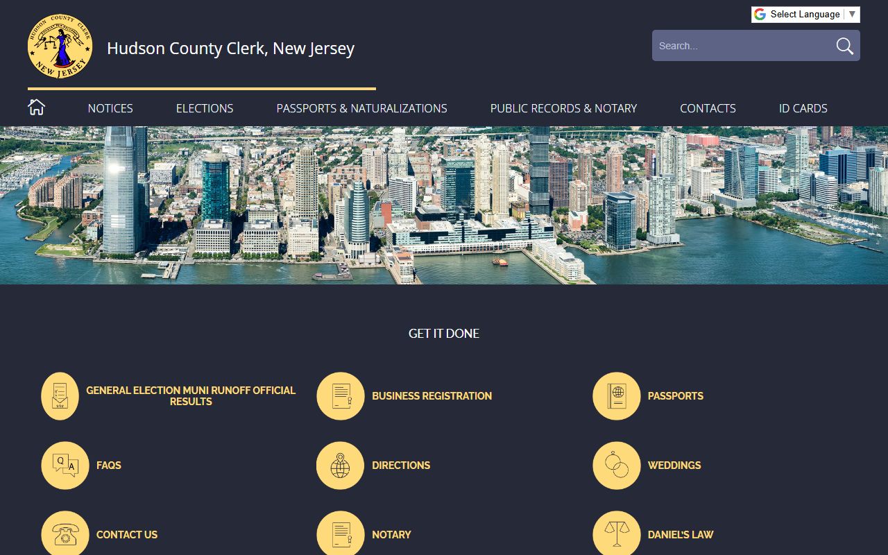 Hudson County Clerk Office for public records access in Jersey City New Jersey