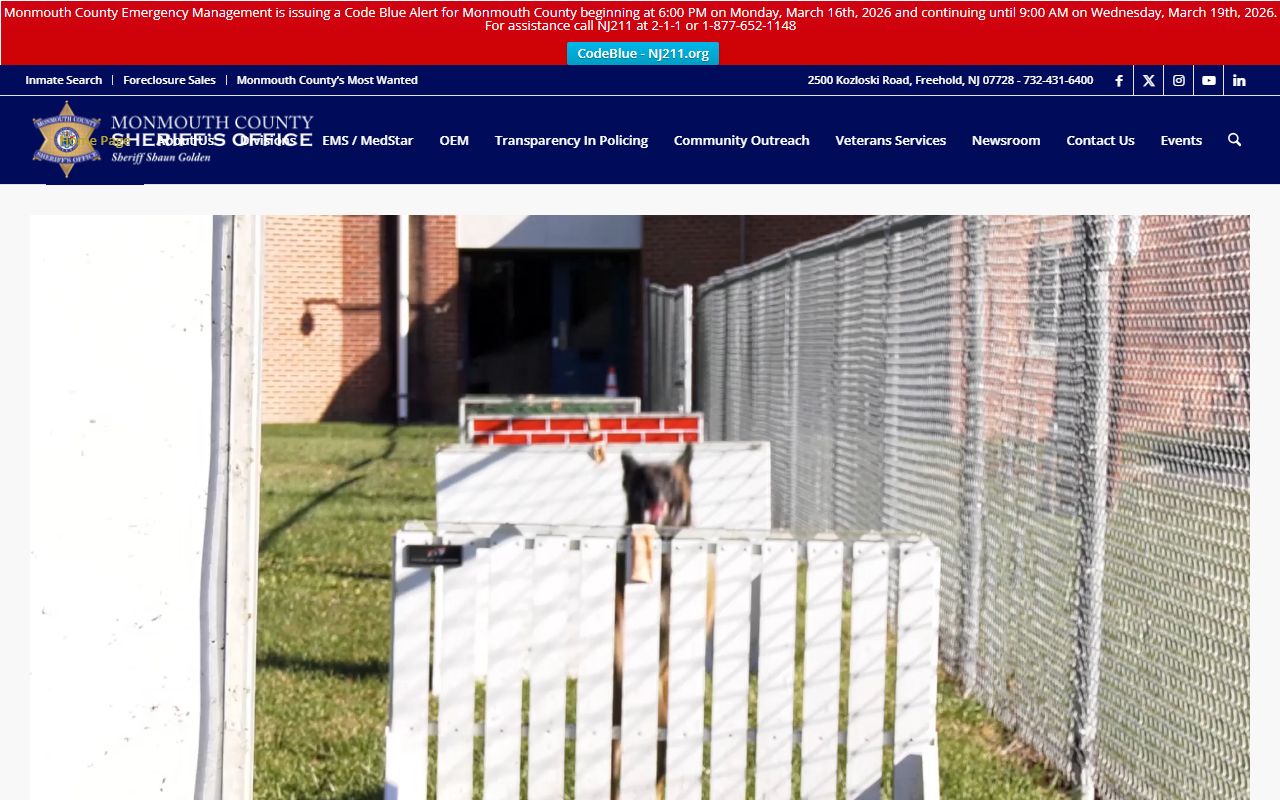 Monmouth County Sheriff's Office inmate lookup and arrest records